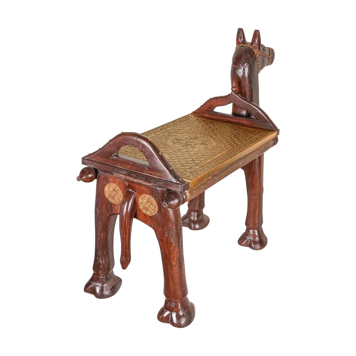 Handcrafted Wooden Horse Bench – Traditional Rajasthani Design