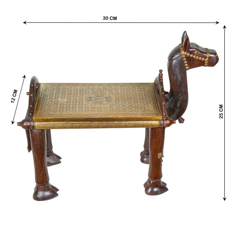 Handcrafted Wooden Horse Bench – Traditional Rajasthani Design