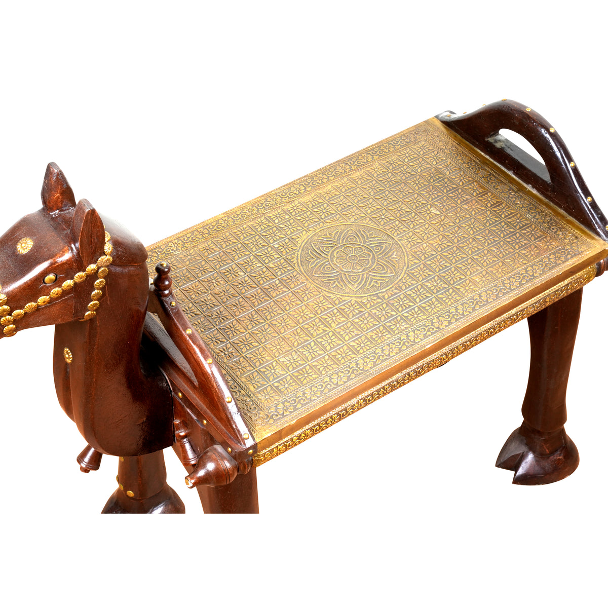 Handcrafted Wooden Horse Bench – Traditional Rajasthani Design