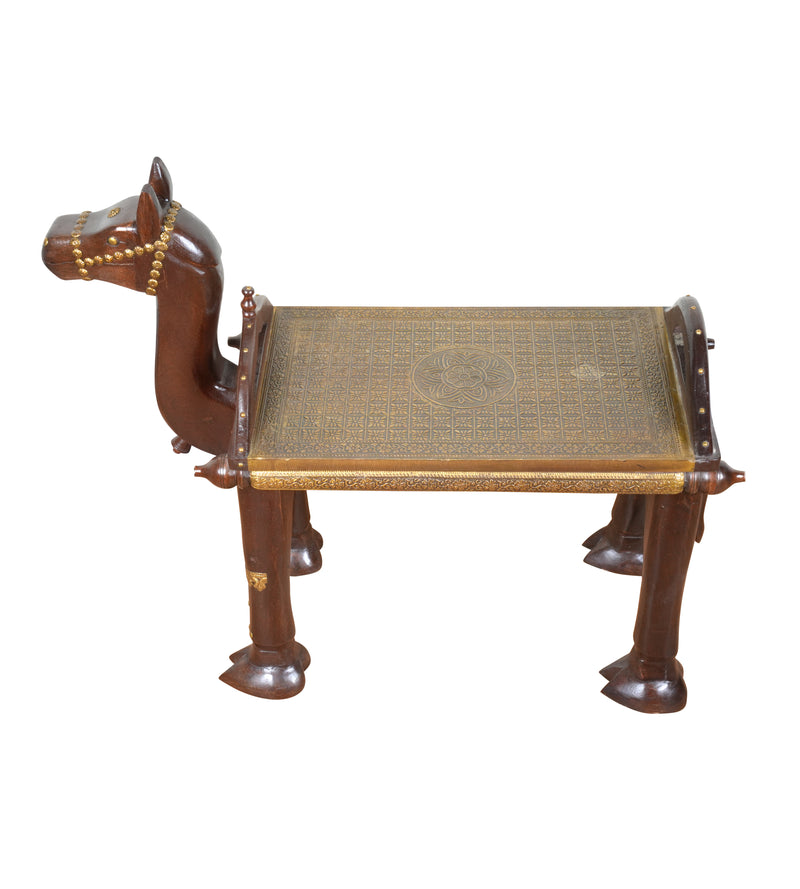Handcrafted Wooden Horse Bench – Traditional Rajasthani Design