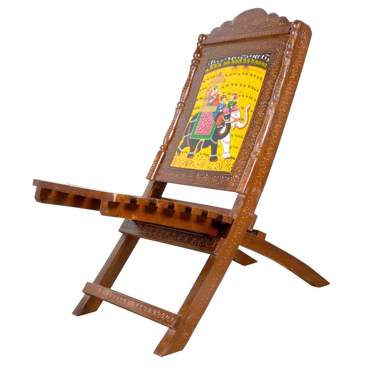 Handcrafted Traditional Rajasthani Chair with Colorful Artwork
