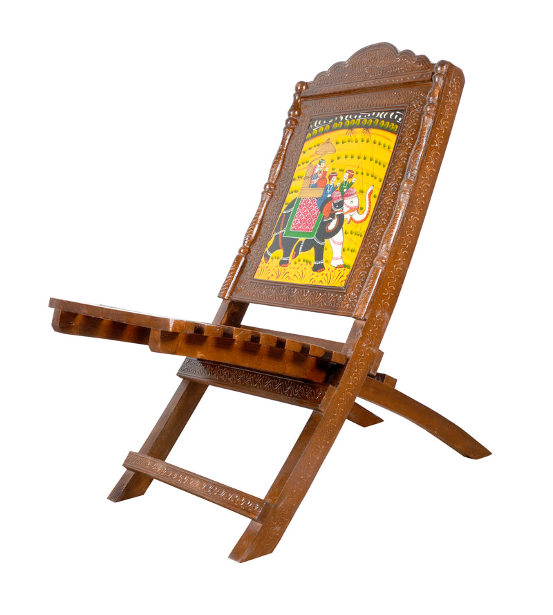 Handcrafted Traditional Rajasthani Chair with Colorful Artwork