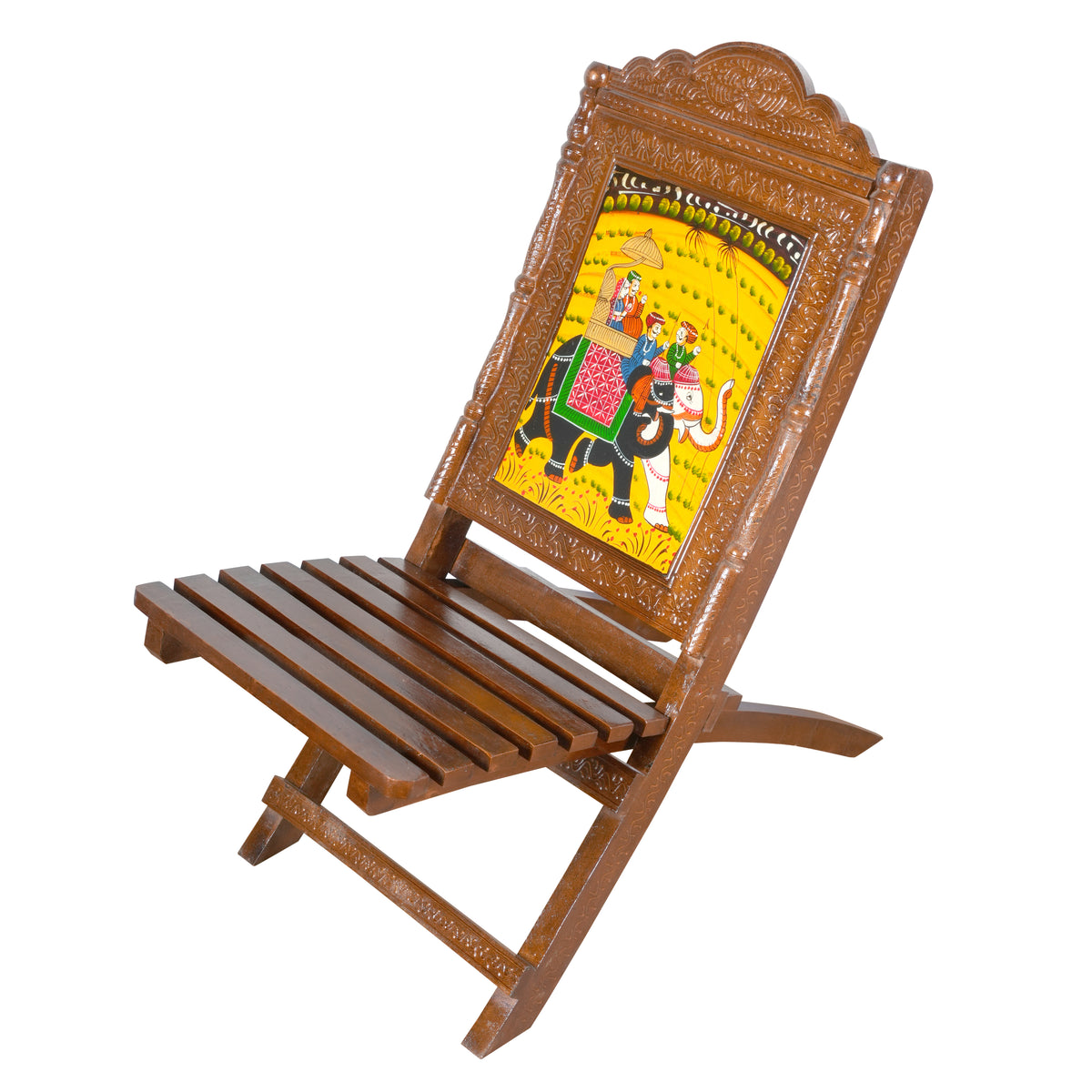 Handcrafted Traditional Rajasthani Chair with Colorful Artwork
