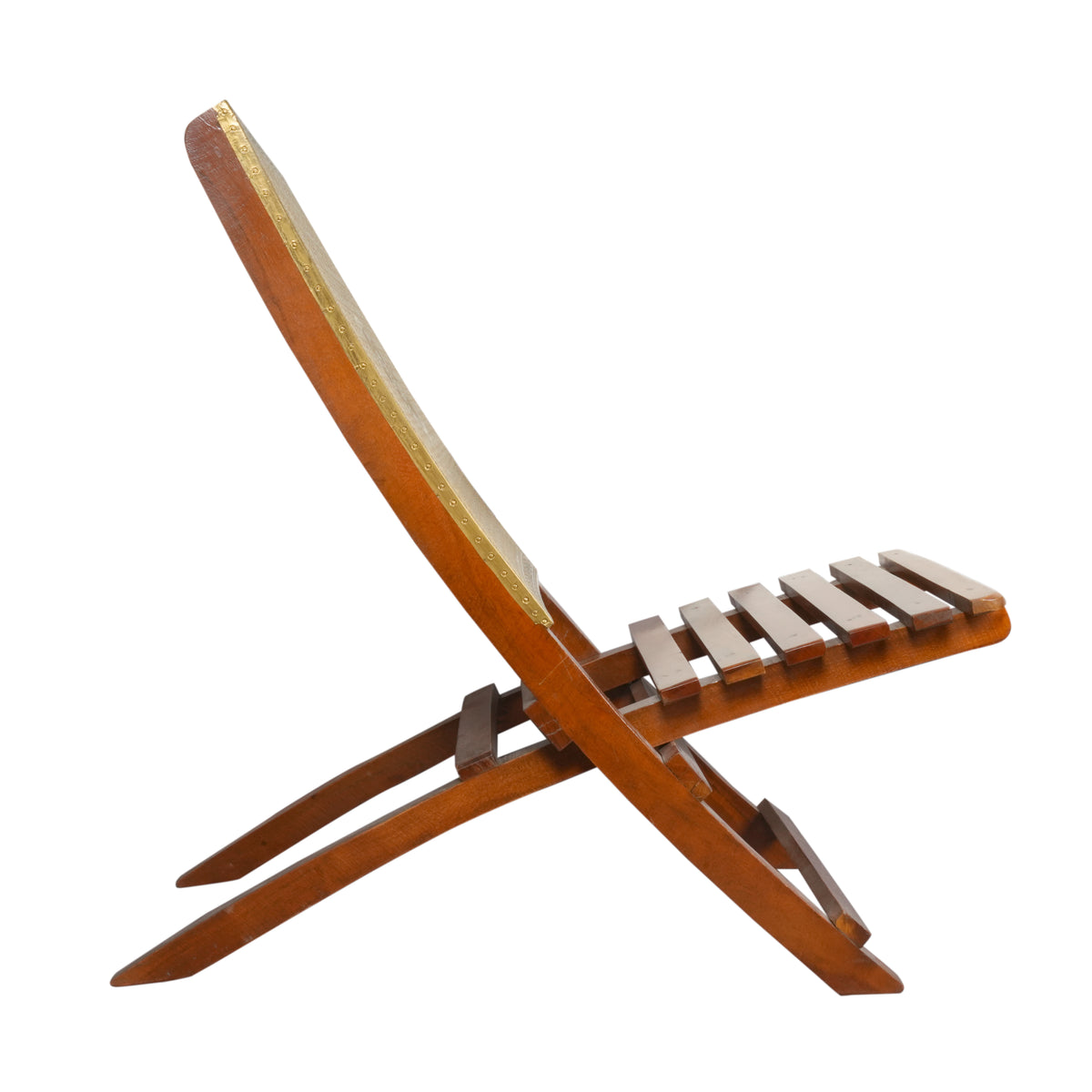 Wooden Chair with Brass Detailing - Handcrafted Elegance