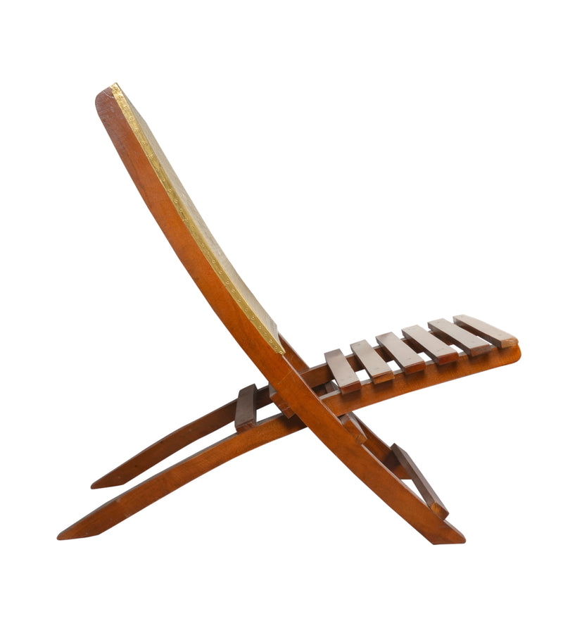 Wooden Chair with Brass Detailing - Handcrafted Elegance