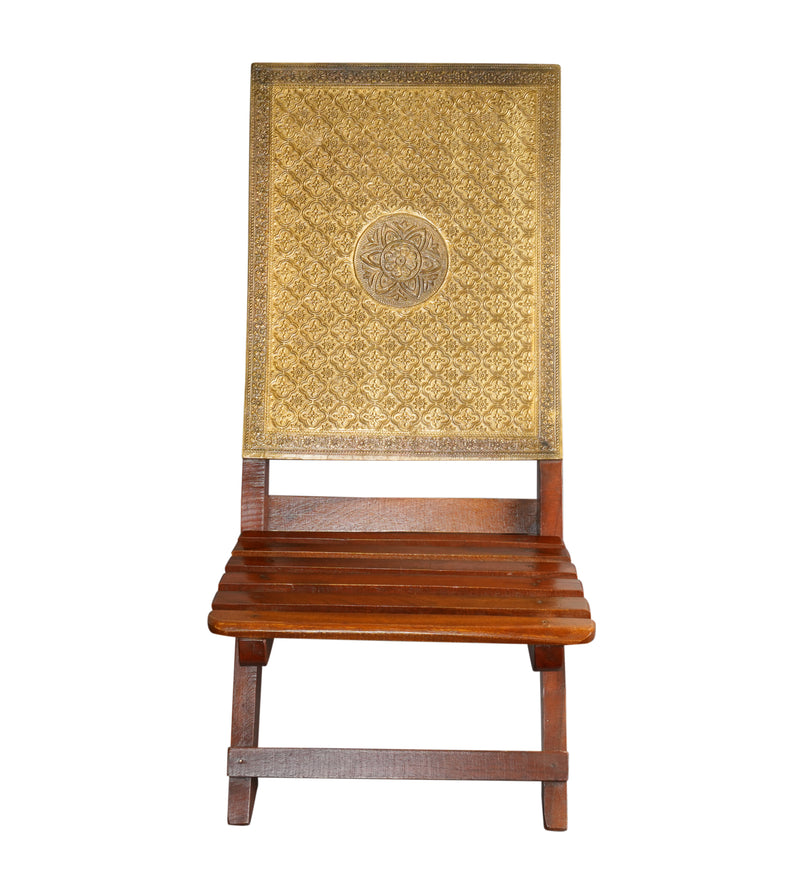 Wooden Chair with Brass Detailing - Handcrafted Elegance