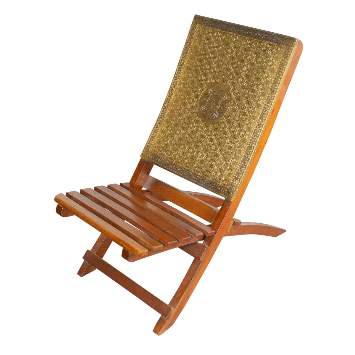 Wooden Chair with Brass Detailing - Handcrafted Elegance