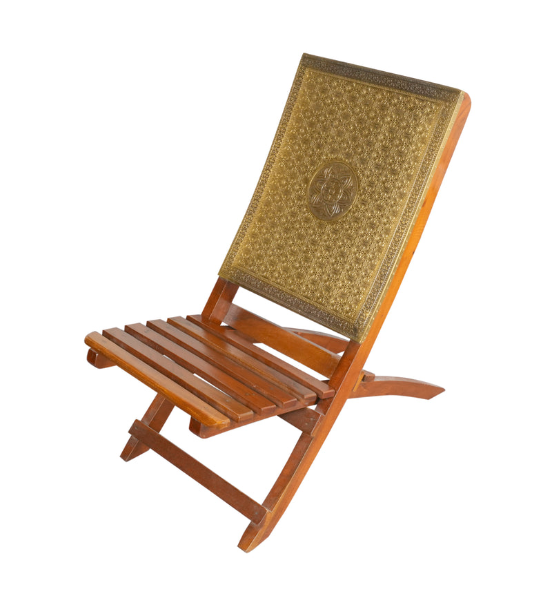 Wooden Chair with Brass Detailing - Handcrafted Elegance