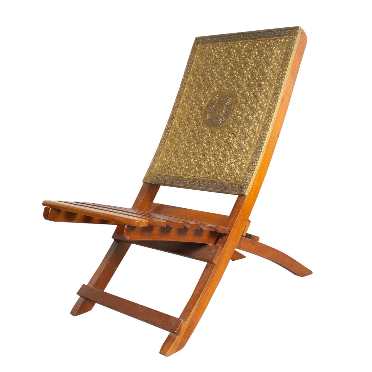 Wooden Chair with Brass Detailing - Handcrafted Elegance