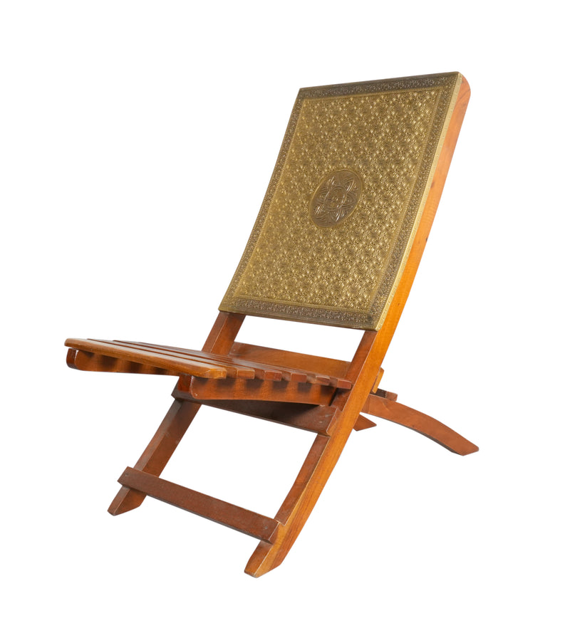 Wooden Chair with Brass Detailing - Handcrafted Elegance