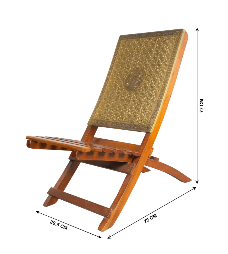 Wooden Chair with Brass Detailing - Handcrafted Elegance