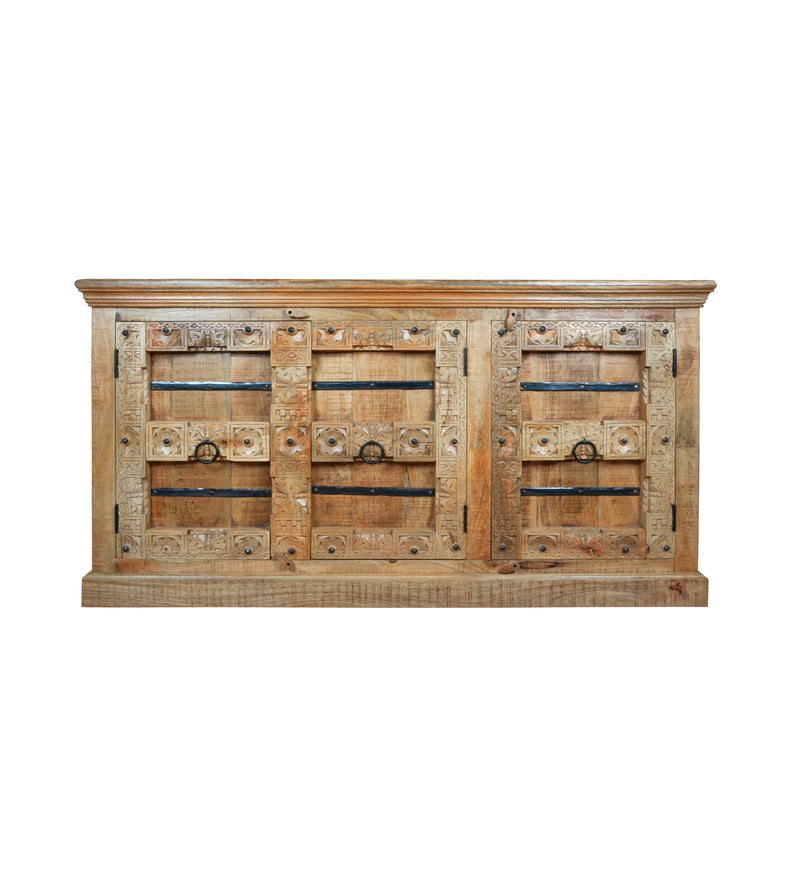 Aayansh Sideboard - Heritage Iron-Clad Wooden Sideboard - Rustic Charm Edition