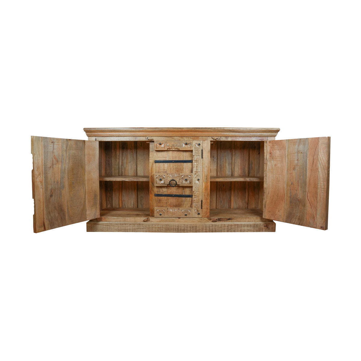 Aayansh Sideboard - Heritage Iron-Clad Wooden Sideboard - Rustic Charm Edition