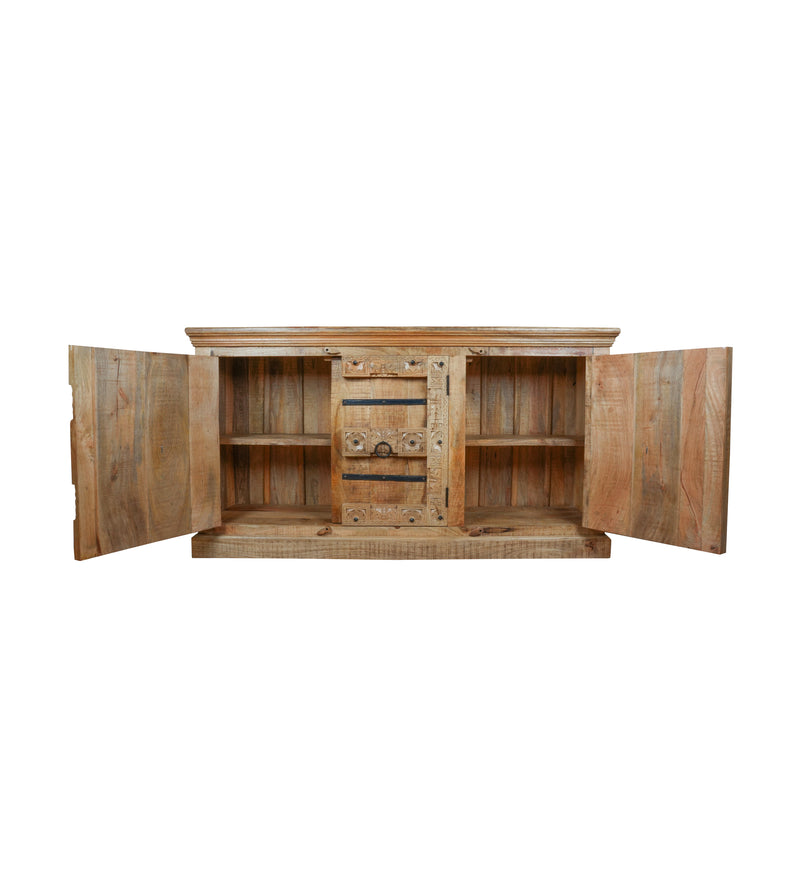 Aayansh Sideboard - Heritage Iron-Clad Wooden Sideboard - Rustic Charm Edition