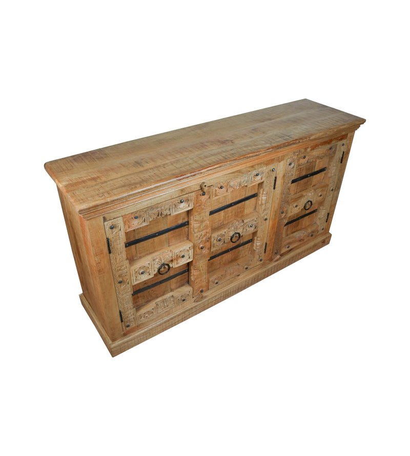 Aayansh Sideboard - Heritage Iron-Clad Wooden Sideboard - Rustic Charm Edition
