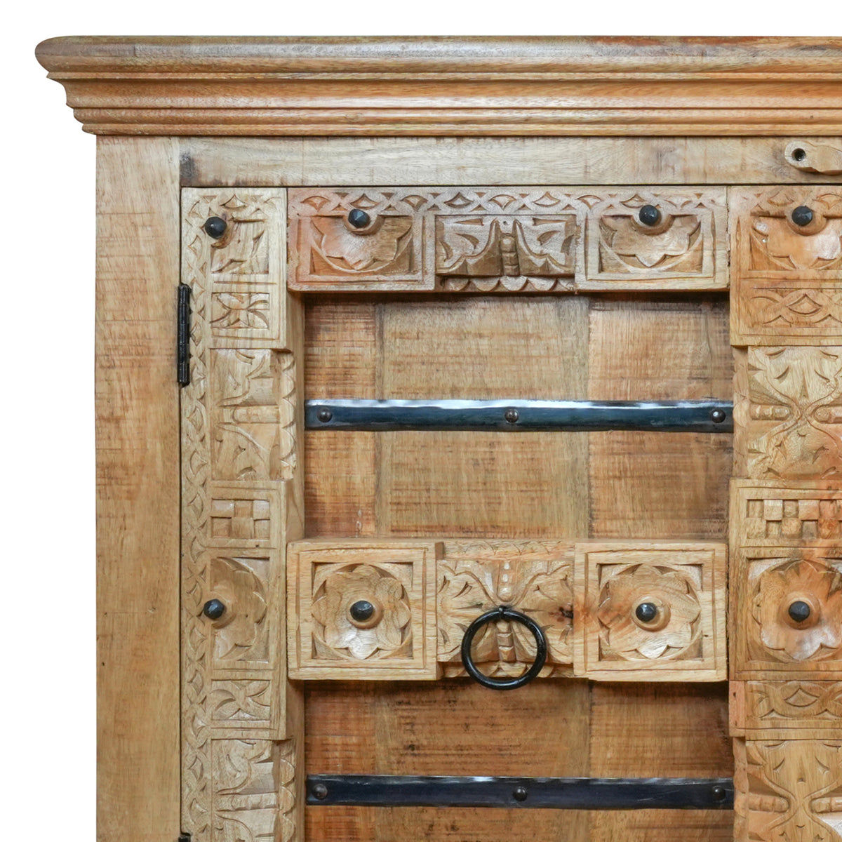 Aayansh Sideboard - Heritage Iron-Clad Wooden Sideboard - Rustic Charm Edition
