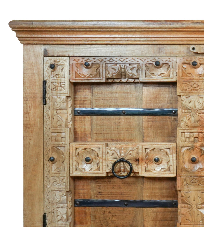 Aayansh Sideboard - Heritage Iron-Clad Wooden Sideboard - Rustic Charm Edition