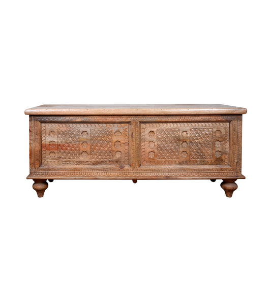 Rajputana Chest - Antique Rajasthani  Carved Wooden Trunk