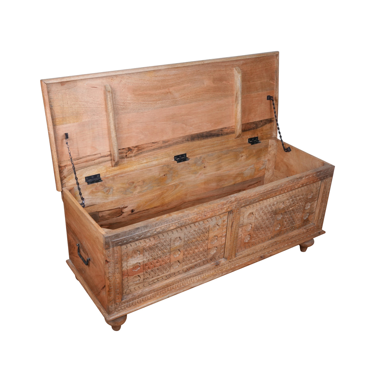 Rajputana Chest - Antique Rajasthani  Carved Wooden Trunk