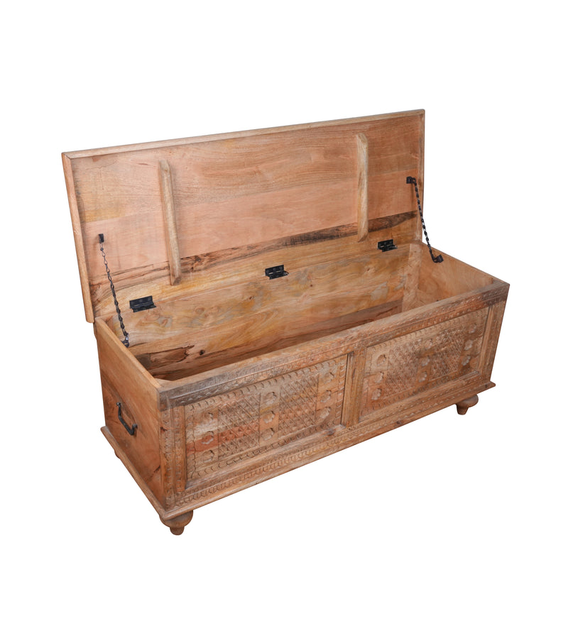 Rajputana Chest - Antique Rajasthani  Carved Wooden Trunk