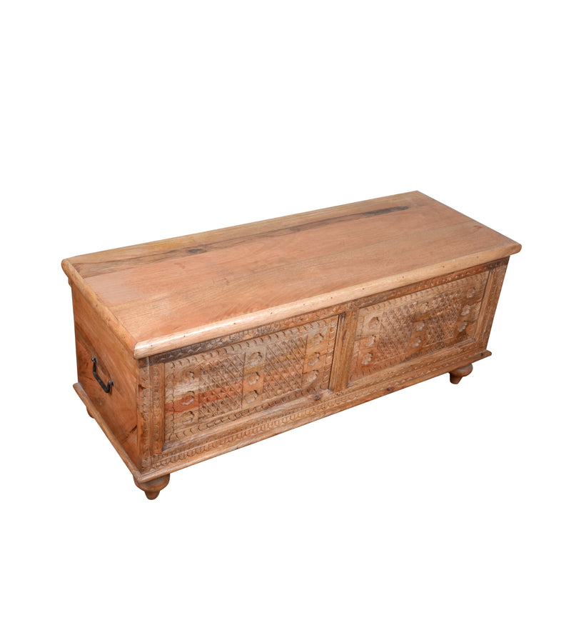 Rajputana Chest - Antique Rajasthani  Carved Wooden Trunk