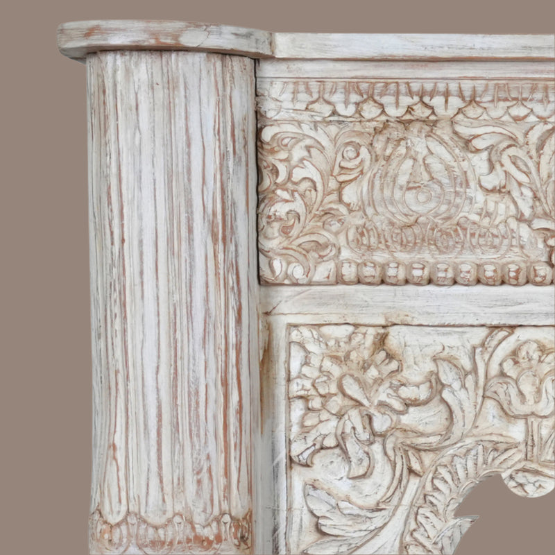 Maharaja Console - Ornate Handcrafted Console Table in Whitewash Finish
