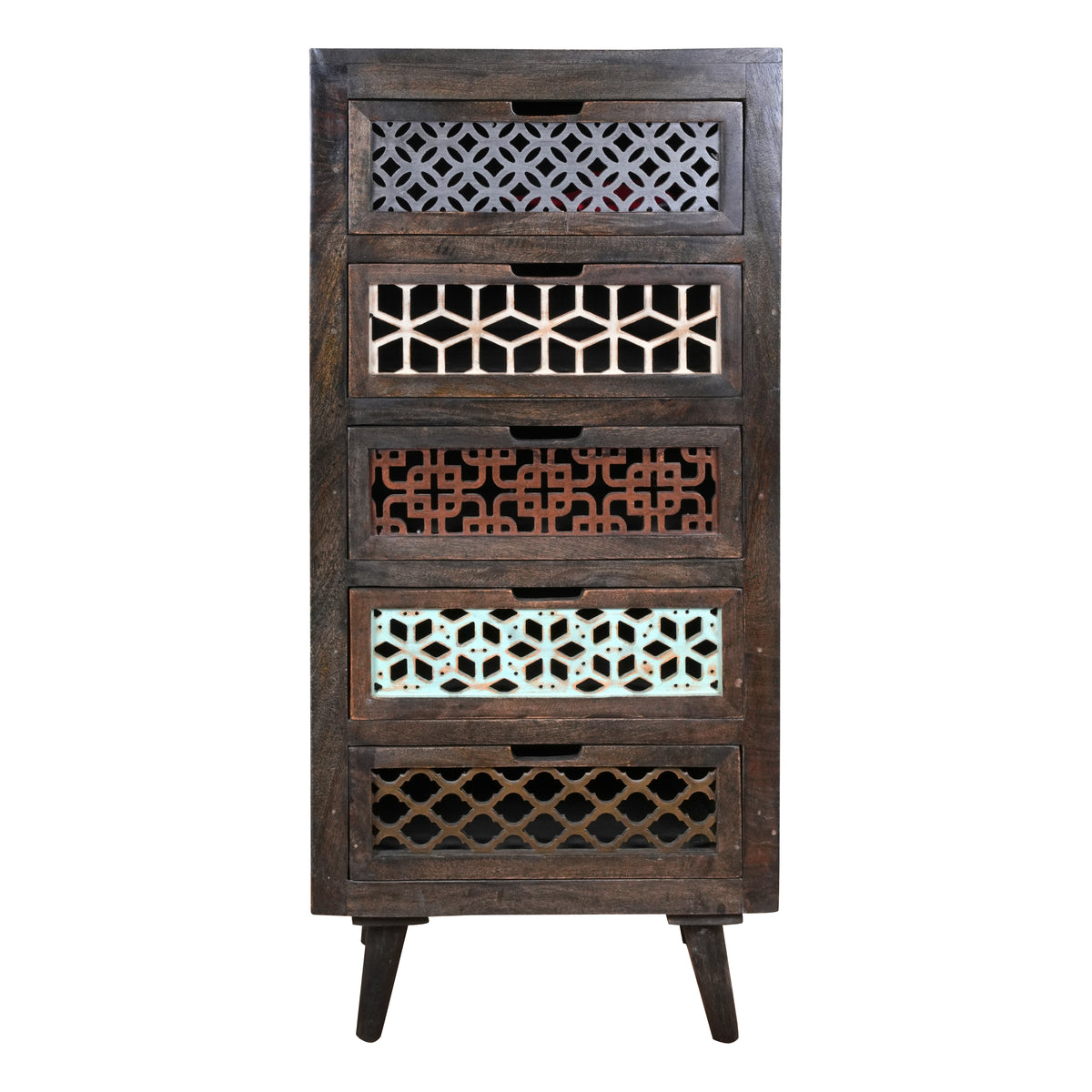 Jaliya Chest - Handcrafted Wooden Drawer Chest with Lattice Carvings