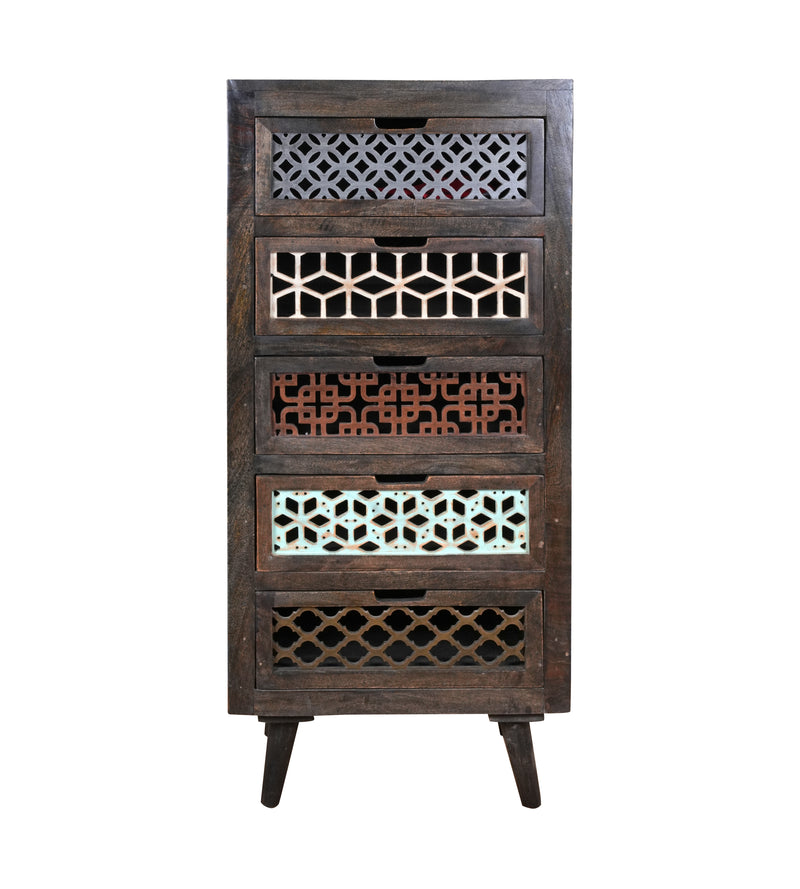 Jaliya Chest - Handcrafted Wooden Drawer Chest with Lattice Carvings