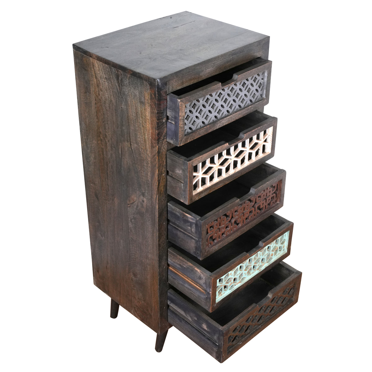 Jaliya Chest - Handcrafted Wooden Drawer Chest with Lattice Carvings