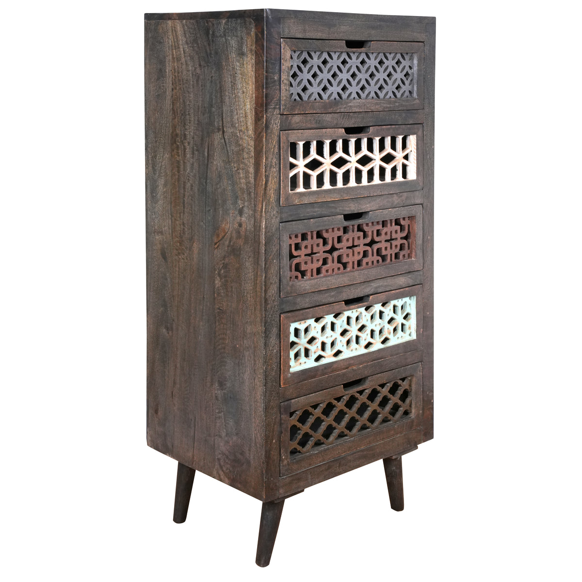 Jaliya Chest - Handcrafted Wooden Drawer Chest with Lattice Carvings