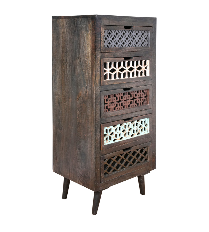 Jaliya Chest - Handcrafted Wooden Drawer Chest with Lattice Carvings