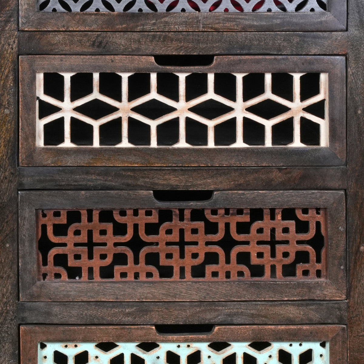 Jaliya Chest - Handcrafted Wooden Drawer Chest with Lattice Carvings