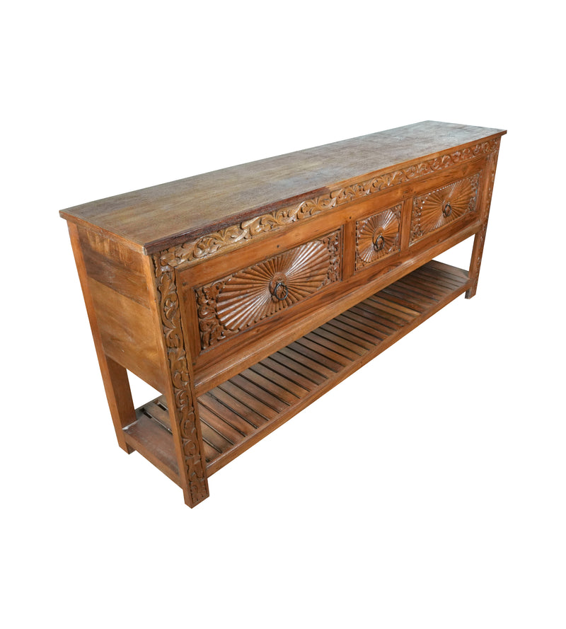 Tejas Console - Hand-Carved Wooden Console Table with Storage Drawers