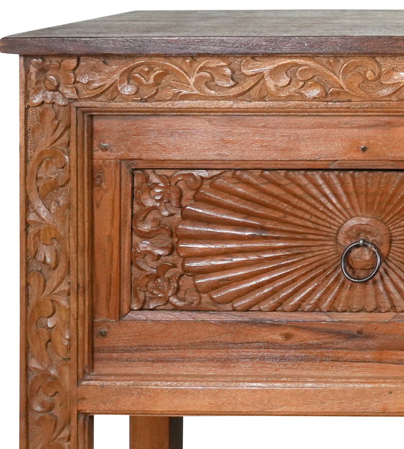 Tejas Console - Hand-Carved Wooden Console Table with Storage Drawers