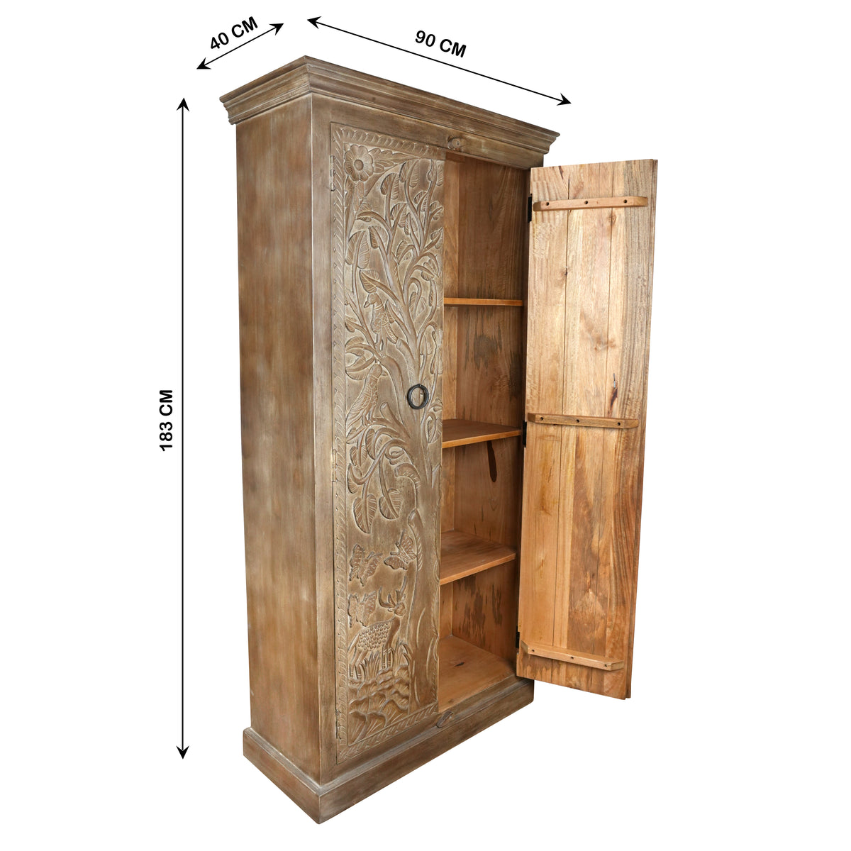Vanika Almirah - Hand-Carved Wooden Wardrobe
