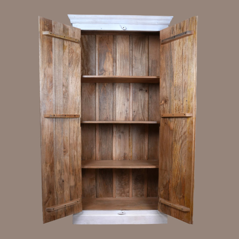 Mayurika Almirah - Hand-Carved Wooden Cabinet with Peacock Motif Doors