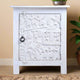 Natya Nightstand - Intricately Carved Wooden Bedside Table with Folk Scene Motifs