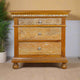 Suvarna Bedside - Brass-toned Wooden Bedside Table with Hand-Carved Floral Detailing