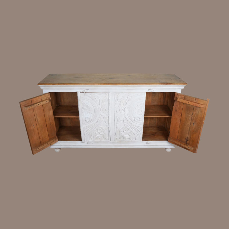 Vanvas Sideboard - Richly Carved Mango Wood Sideboard in Vintage Finish
