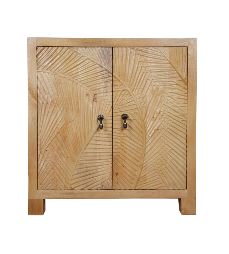 Tana Leaf Sideboard - Minimal Carved Wooden Cabinet with Natural Finish