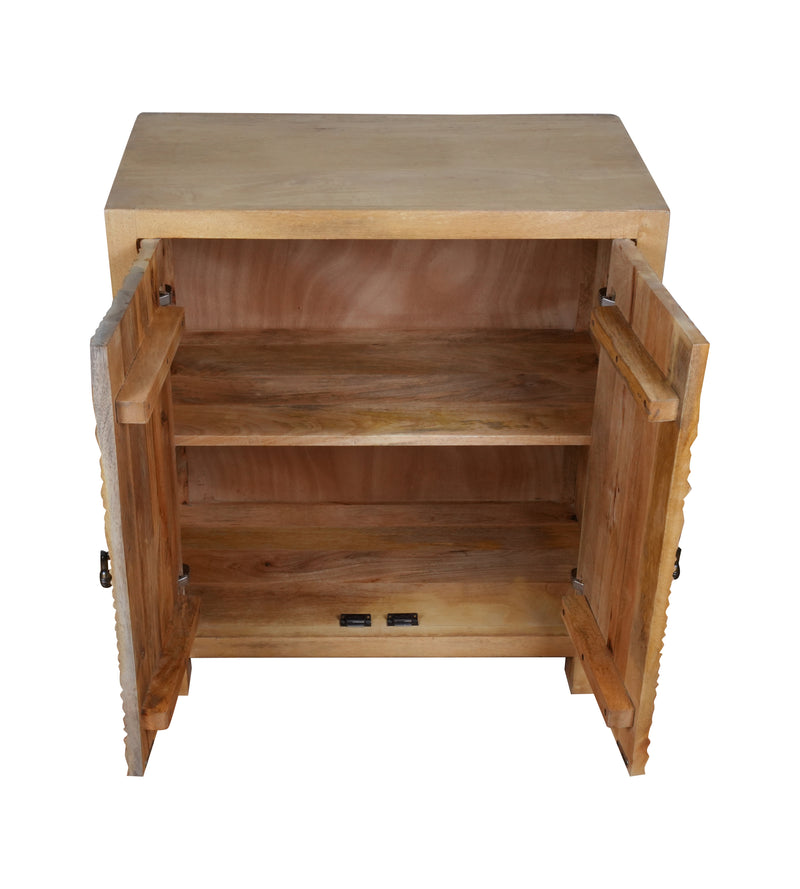 Tana Leaf Sideboard - Minimal Carved Wooden Cabinet with Natural Finish