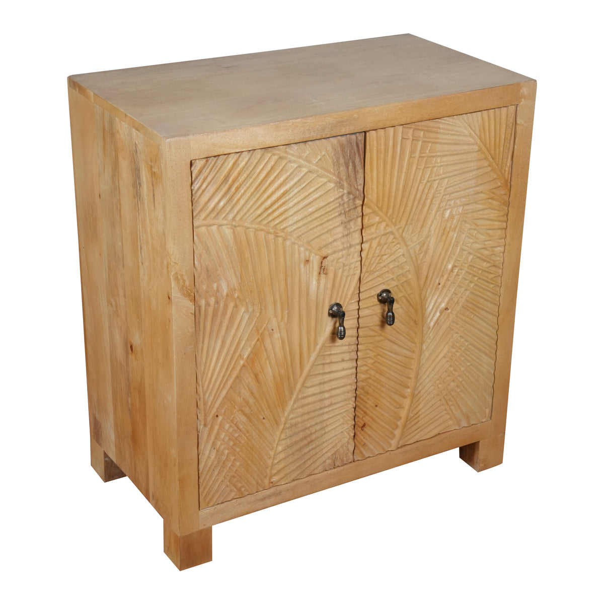 Tana Leaf Sideboard - Minimal Carved Wooden Cabinet with Natural Finish