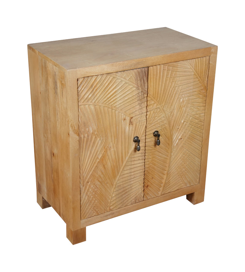 Tana Leaf Sideboard - Minimal Carved Wooden Cabinet with Natural Finish