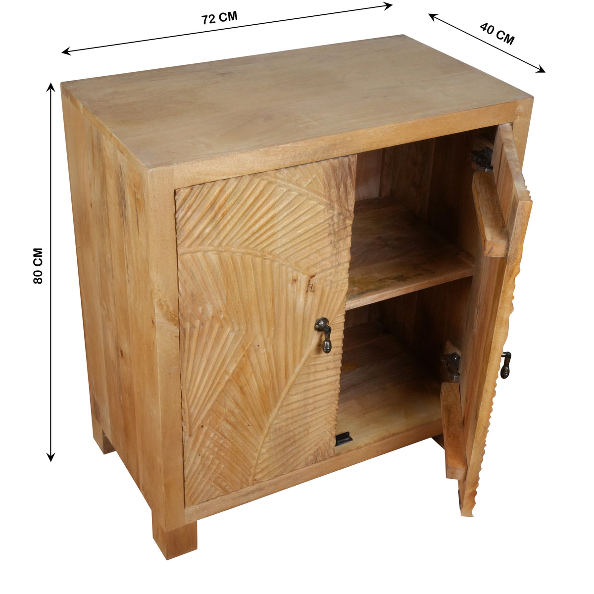 Tana Leaf Sideboard - Minimal Carved Wooden Cabinet with Natural Finish