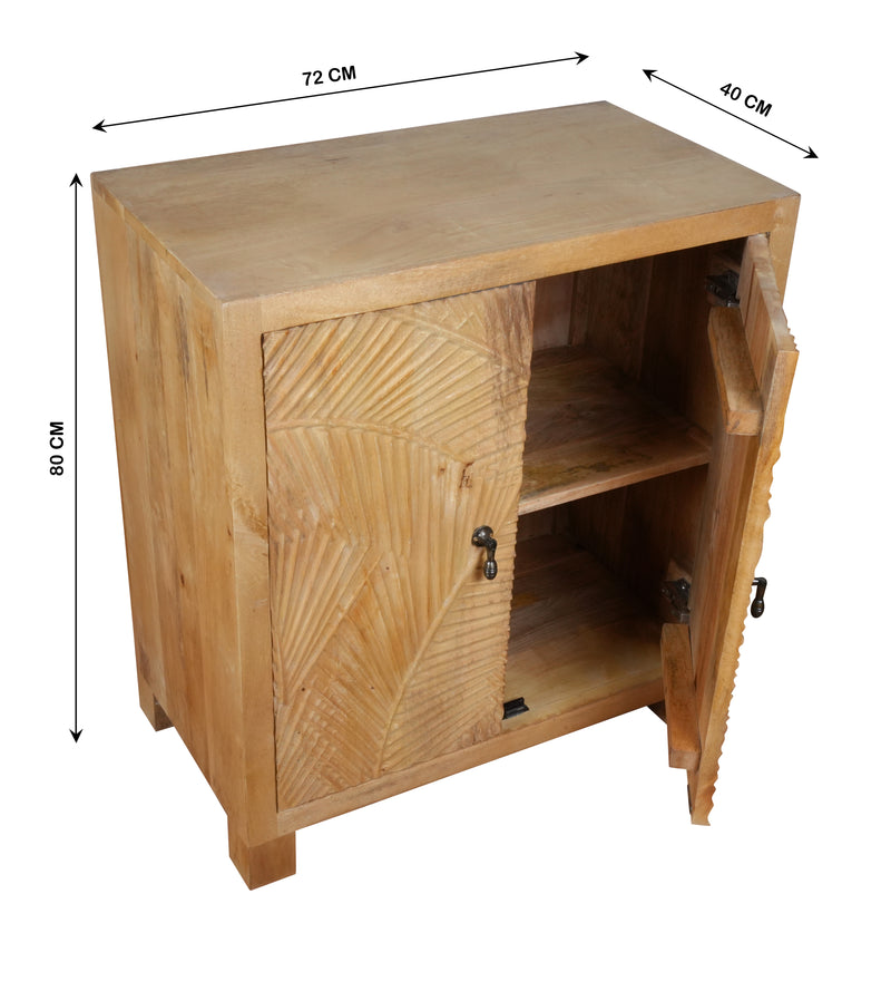 Tana Leaf Sideboard - Minimal Carved Wooden Cabinet with Natural Finish