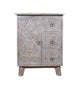 Indira Bedside - Black Wooden Bedside Table with Deeply Carved Floral Design