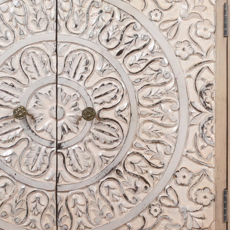 Veda Sideboard - Hand-Carved Wooden Storage Cabinet with Mandala Panels