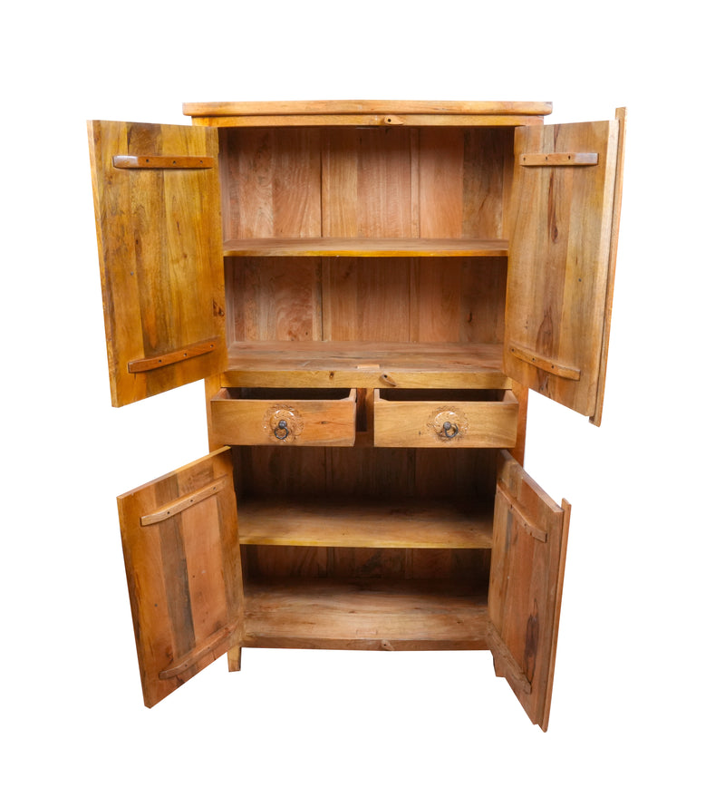 Chakra Almirah - Vintage Wooden Wardbrobe with Concentric Ring Carvings