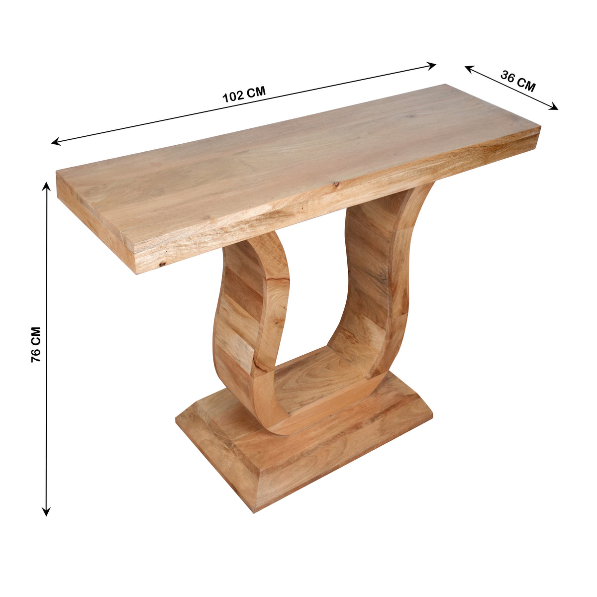 Niva Table - Sculptural Wooden Console with Arched Legs in Natural Finish