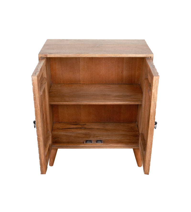 Mehr Jaal Sideboard - Wooden Two-Door Cabinet with Hand-Carved Lattice Design